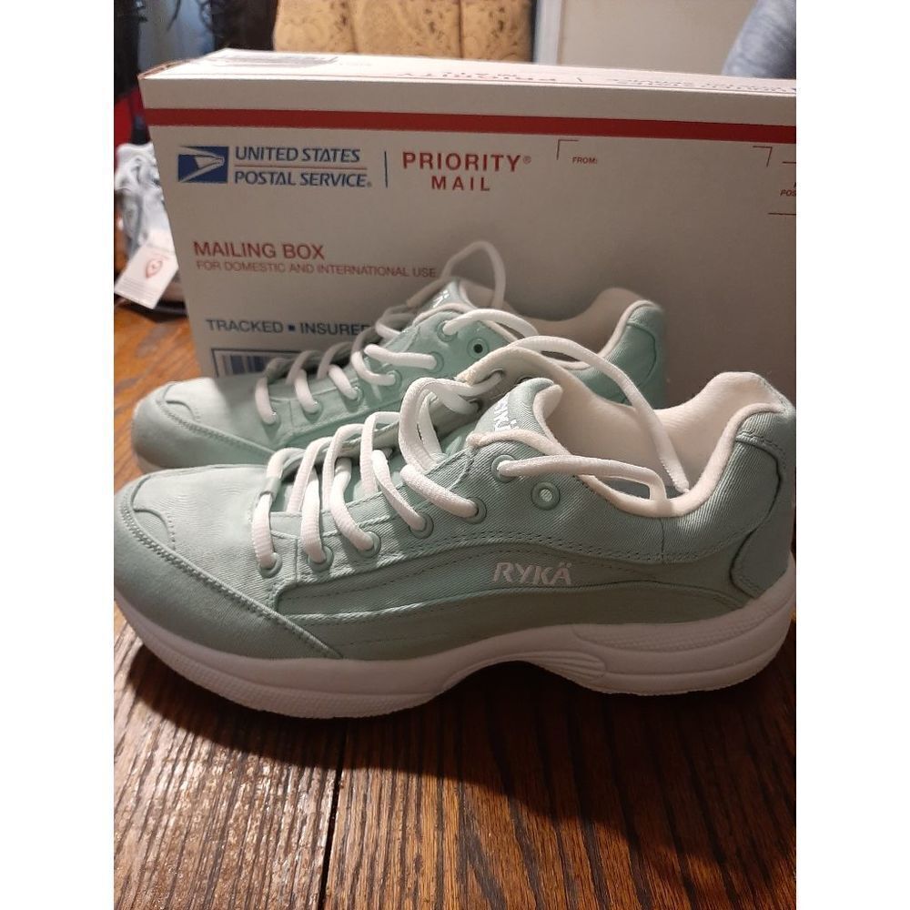 New 9.5M Light Green Ryka Contour Twill Walking Athletic Gym Shoes Senakers - Picture 5 of 8